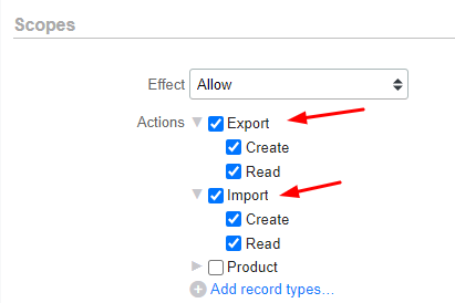 Personal Access Token with export and import in scope