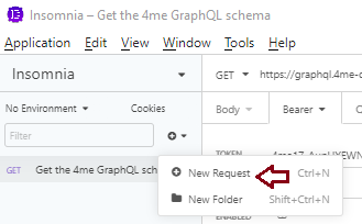 nsomnia - create a new API request