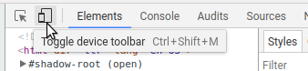 The device toolbar in Chrome