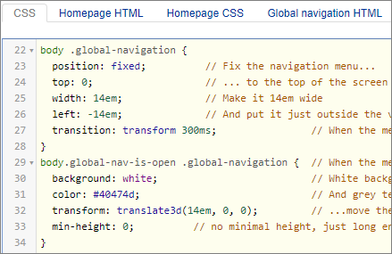 CSS Rules for a Drop-down Menu that slides in from the left